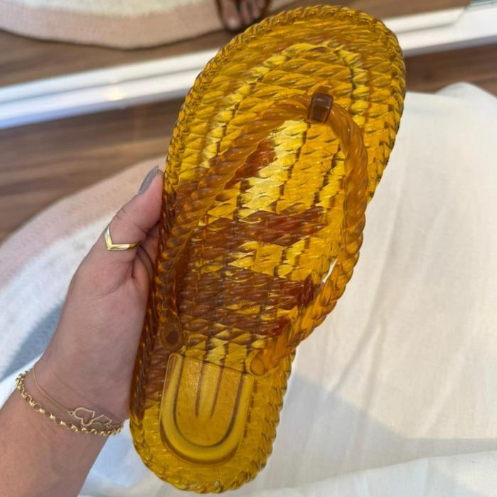 Chinelo dedo Marrocos Feminino jelly lançamento VERÃO trança transparente Confortável tendencia praia