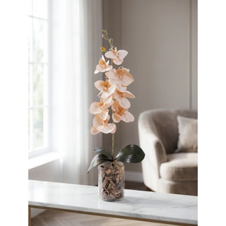 Orquidea Artificial Com Vaso Decorativo Arranjo Luna Lascas de Pinus em Oferta na Shopee