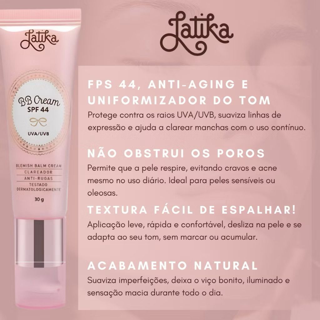 Base BB Cream Multibenefícios Latika Proteção Solar Clareador De Manchas 30g