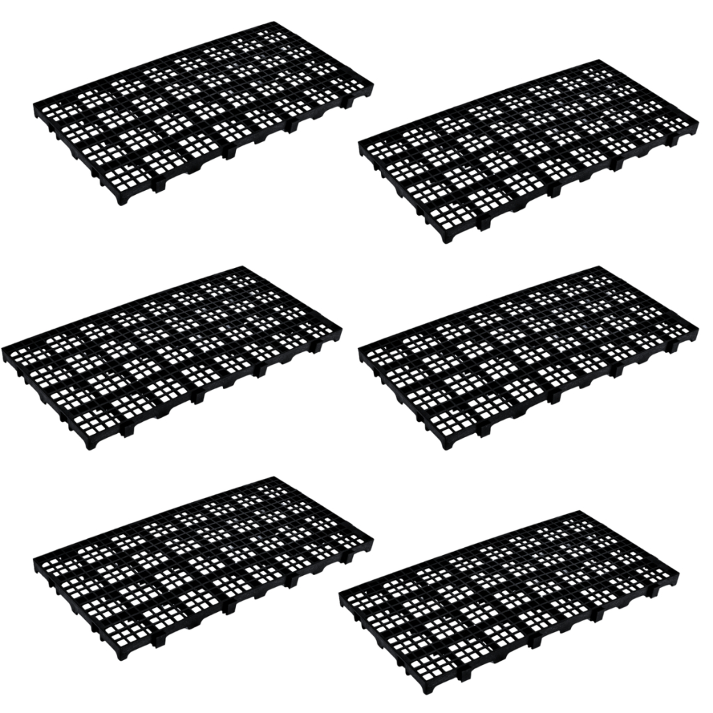 KIT 6 PÇS PALLET ESTRADO PLÁSTICO 2,5X25X50 CM COR PRETO