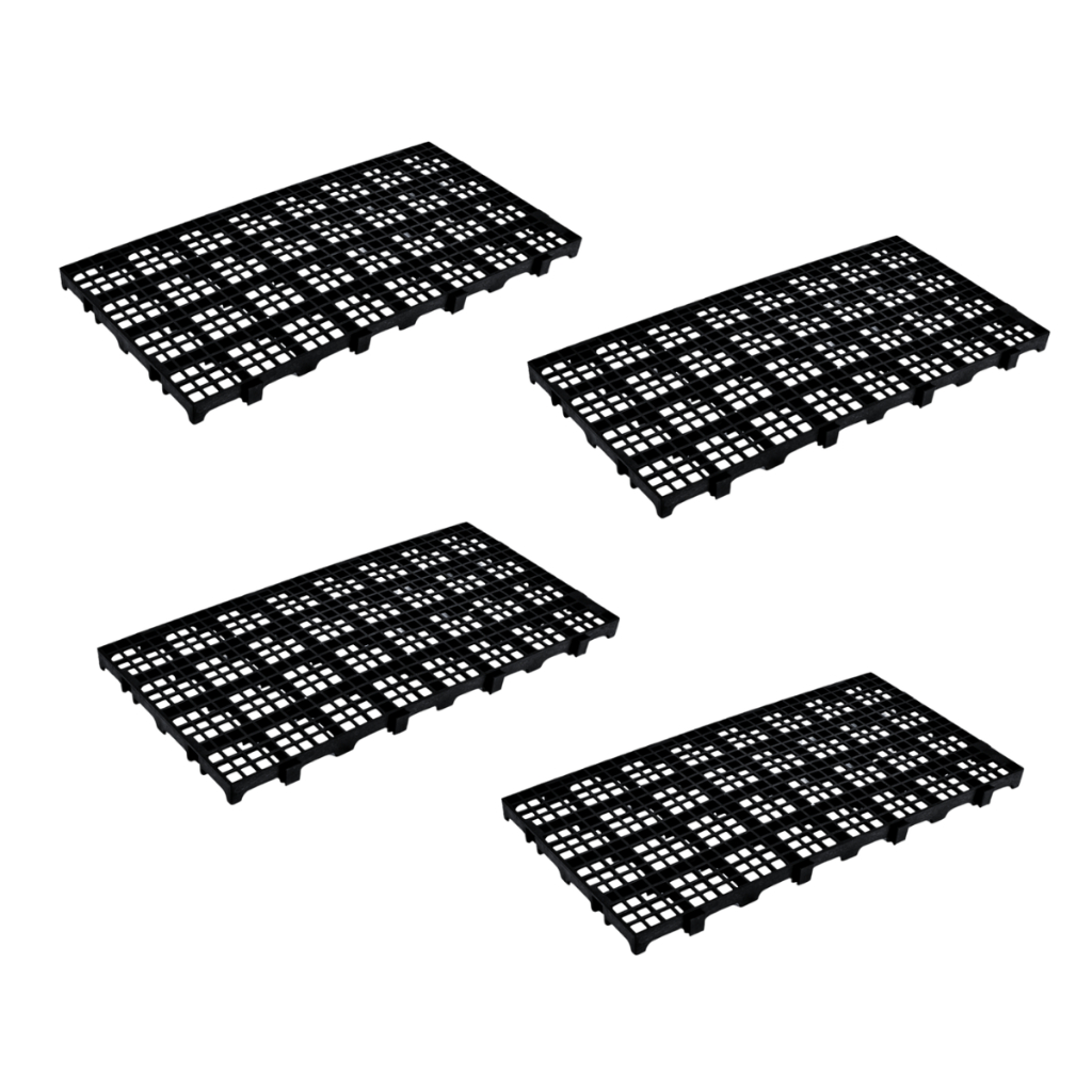 KIT 4 PÇS PALLET ESTRADO DECK MODULAR PLÁSTICO 2,5X25X50 PRETO CANIL PET SHOP BANHEIRO VESTIARIO