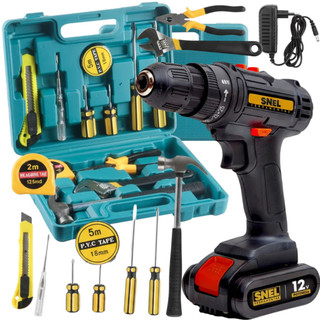 Parafusadeira Furadeira Bateria 12 V A Bateria Kit Com Maleta de Ferramentas Completa 13 peças