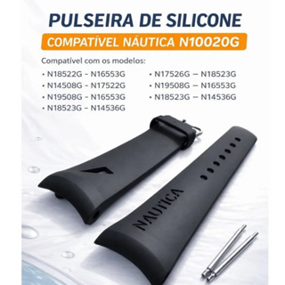 Pulseira Silicone Compatível Relógio Náutica N10020g Pinos em Oferta na Shopee