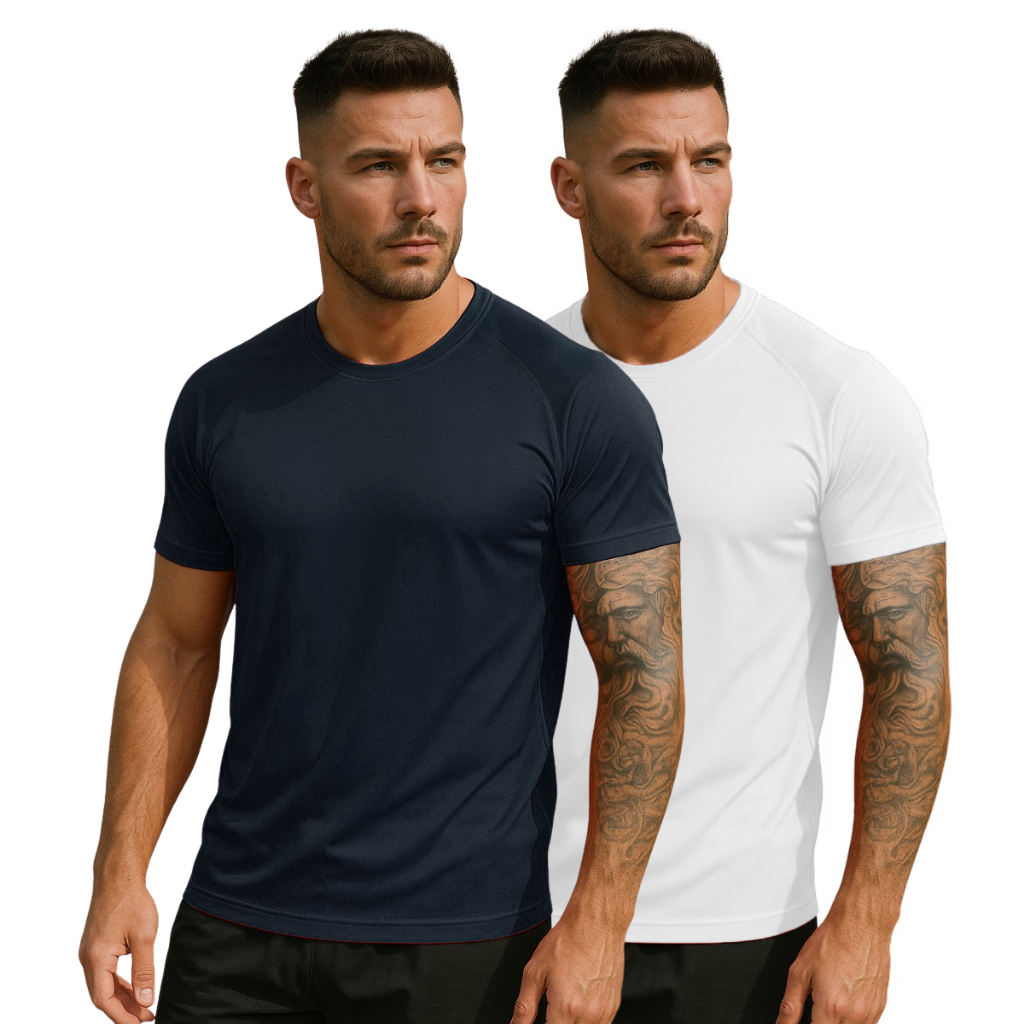Kit 2 Camisetas Masculinas Dry Fit Academia Treino Corrida Esportiva Manga Curta Secagem Rápida