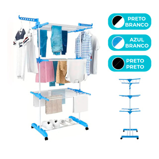 Varal Torre 3 Andares Aço Inoxidável Retratil Compacto 4 Rodas Prático em Oferta na Shopee