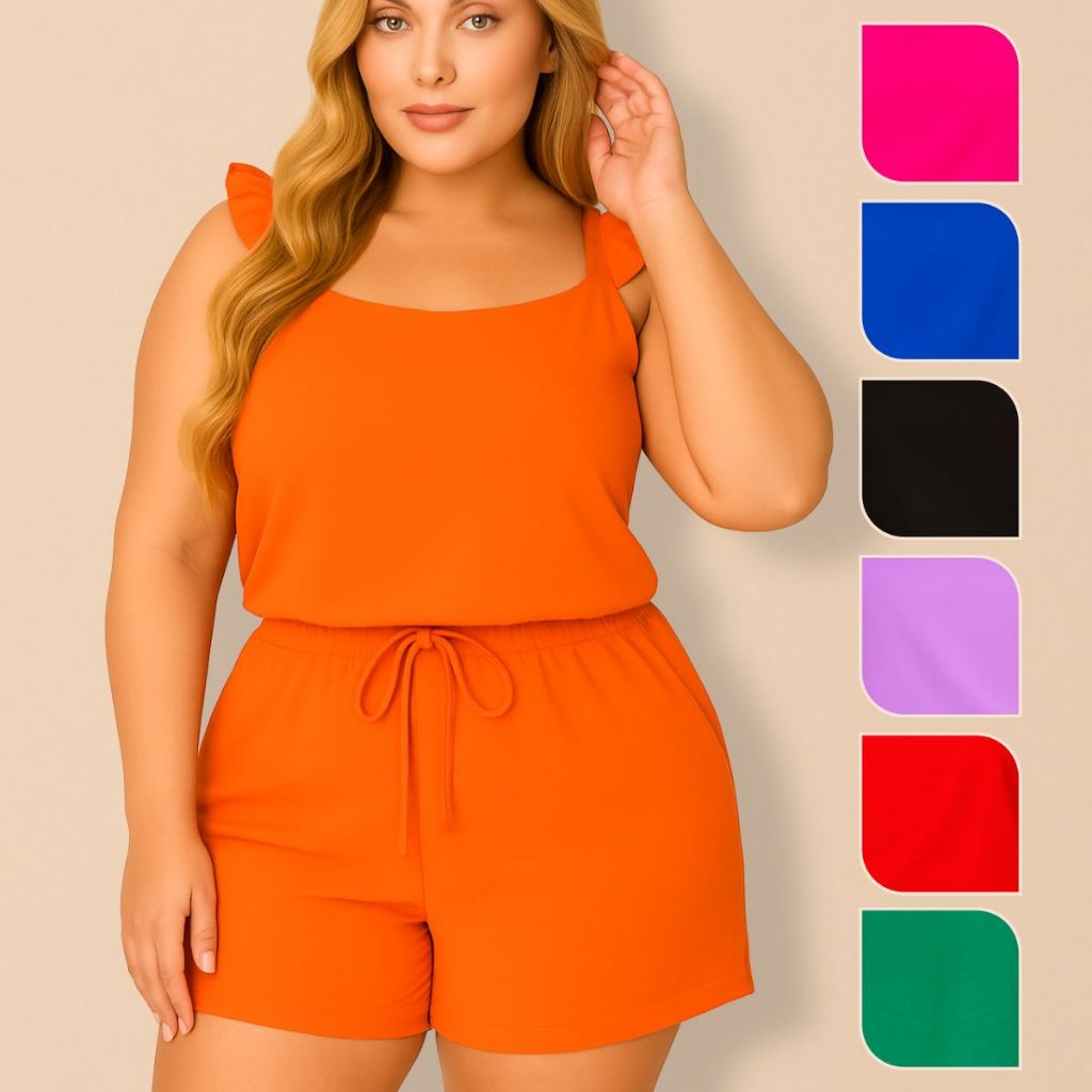 Conjunto Feminino Short e Blusa Plus Size Regata Curve em Oferta na Shopee