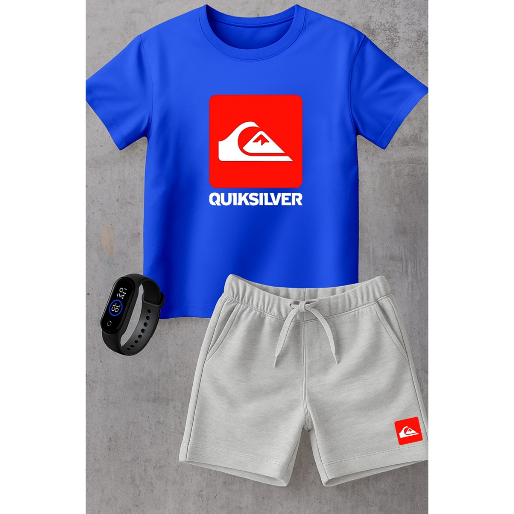 Kit Infantil Camiseta Algodão Menino e Short Moletinho + Brinde Grátis Promoção de Lançamento Moda Verão quik