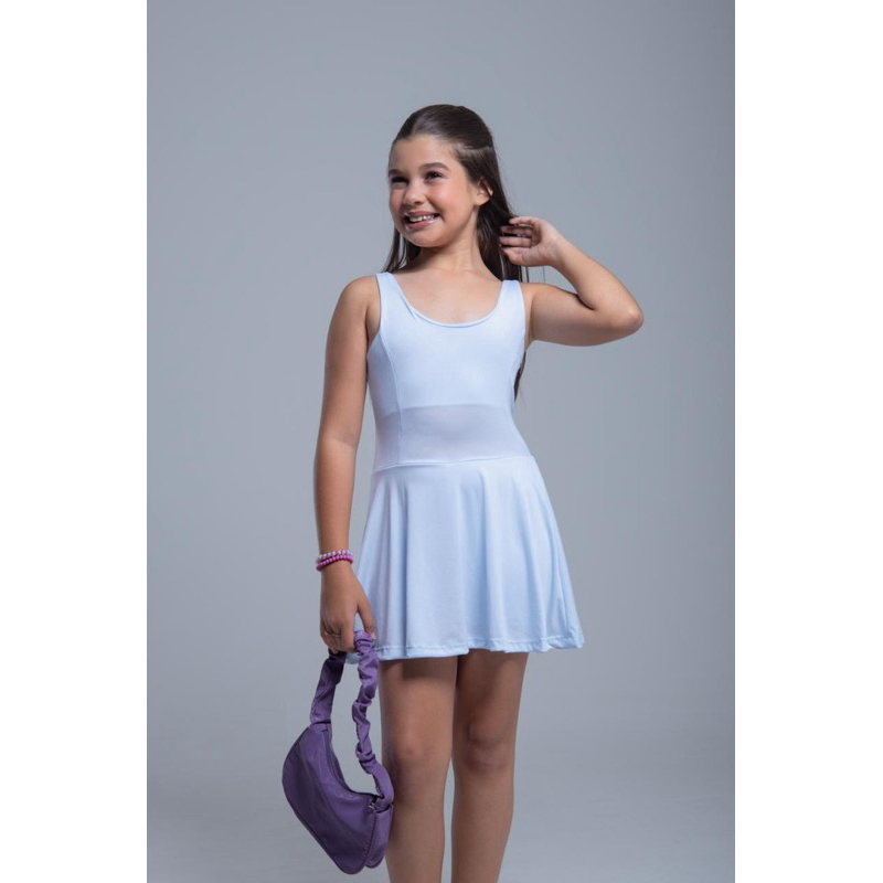 Vestido Fitness Infantil Feminino Short Embutido Ginastica