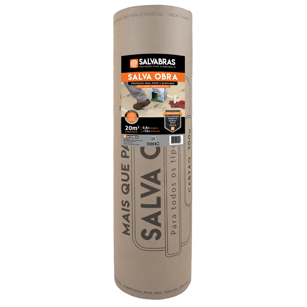 Papelão Salva Obra 300g 0,80mx25m Proteção Pisos protege seu piso durante pinturas e obras Salvabras