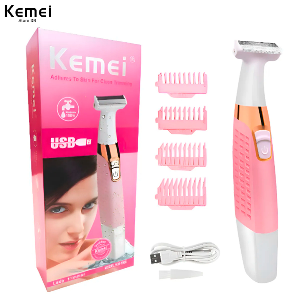 Aparador de Pelos Feminino Kemei KM-1900 3W Recarregável, Lavável e Resistente à Água Sem Fio Portátil Bivolt em Oferta na Shopee