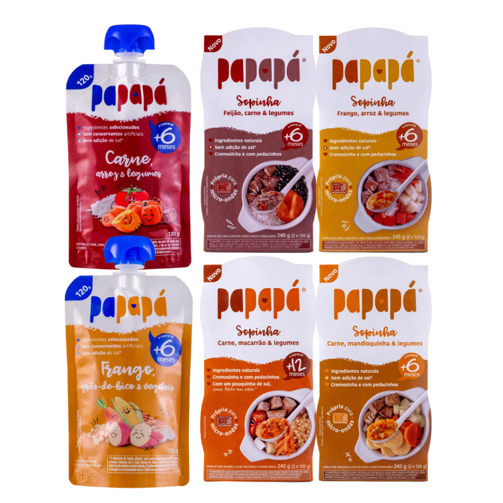 Papapa Kit 6un - 4 Sopinhas 240g E 2 Papinhas Carne 120g