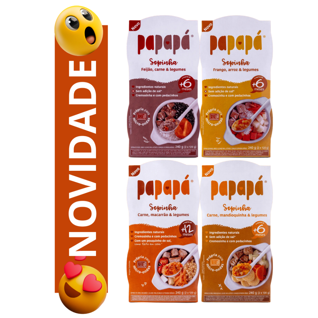 Papapa Kit 4un - 4 Sabores Diferentes - Sopinha 240g
