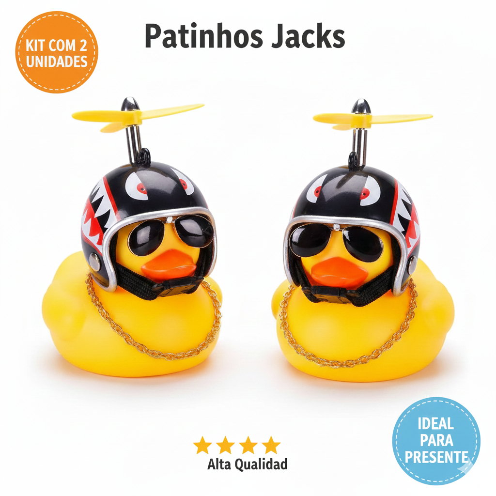 Kit 2 Patinho Jack Da Zueira Com Led Decoração Moto Bike Carro Pato De Borracha em Oferta na Shopee