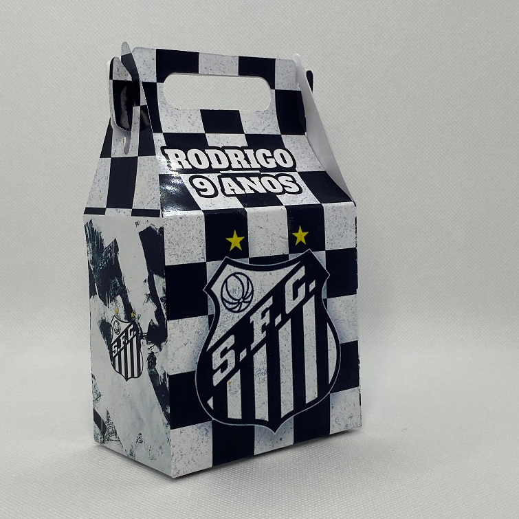 Caixinha Santos FC Maletinha Personalizada com Nome Idade Lembrancinha Festa Infantil Aniversário