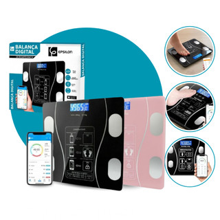Epsilon Balança Digital Corporal Bioimpedancia Corporal 140kg Aplicativo Profissional Blu…