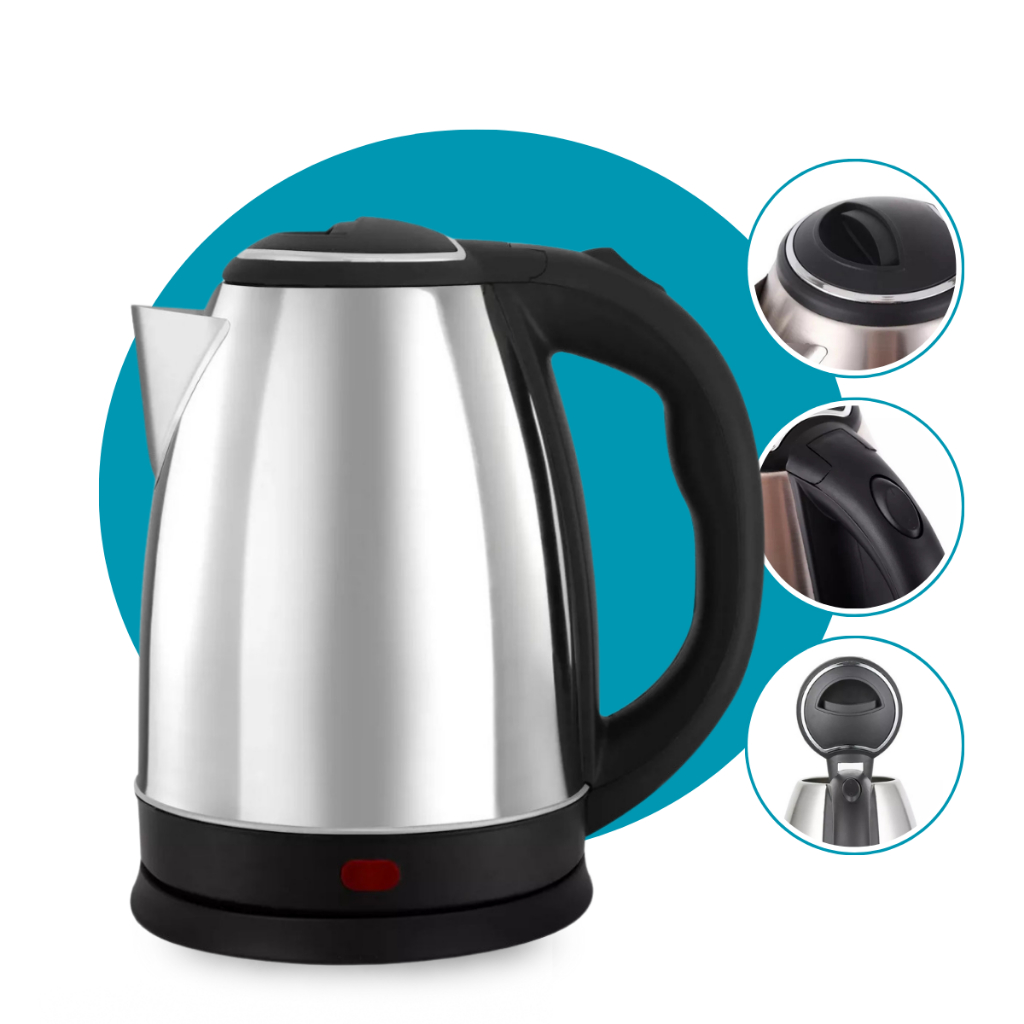 Chaleira Jarra Elétrica Térmica Bule Com Tampa Inox Prateada 1,8 Litros 1000W