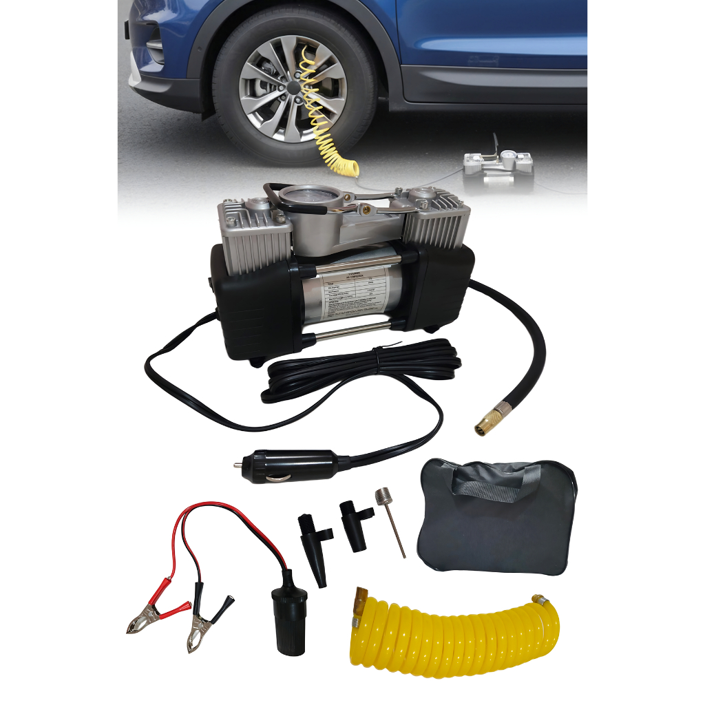 Compressor Portátil 2 Cilindros Automotivo Carro Caminhonete Inflaveis Boias Profissional 12v 150Psi