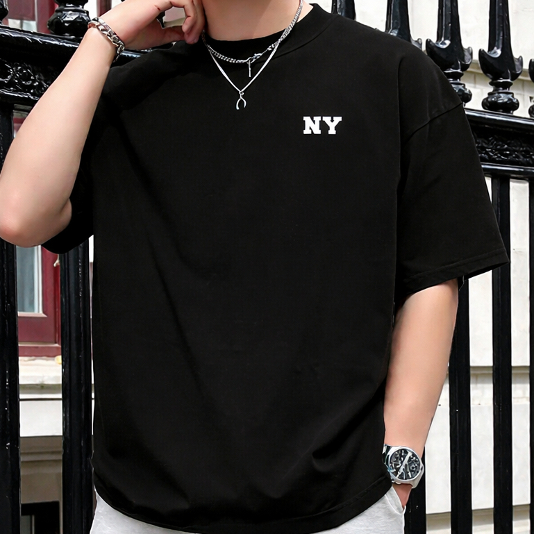 Camiseta Oversized Streetwear Camisa Masculina 100% Algodão Dia a Dia NY em Oferta na Shopee
