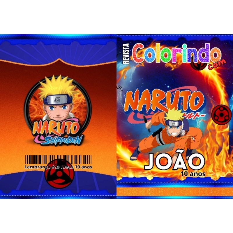 Revista de Colorir NARUTO 2 Personalizada Lembrancinha Festa Infantil Todos os Temas Livro