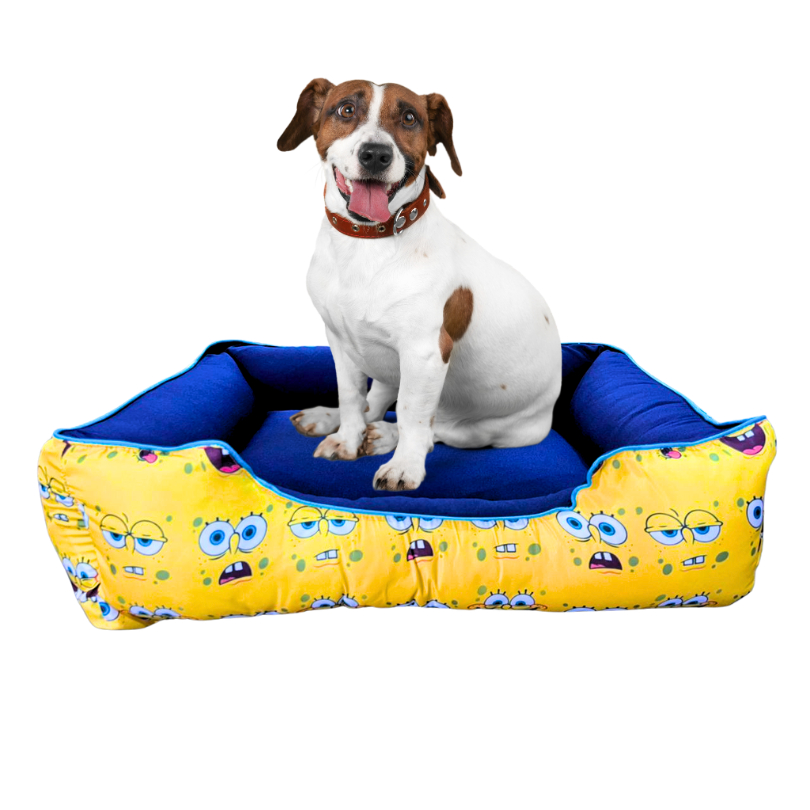 Cama Caminha Pet Cachorro Gato Estampa Bob Esponja P M G Com Zíper Lavável Fibra Siliconada
