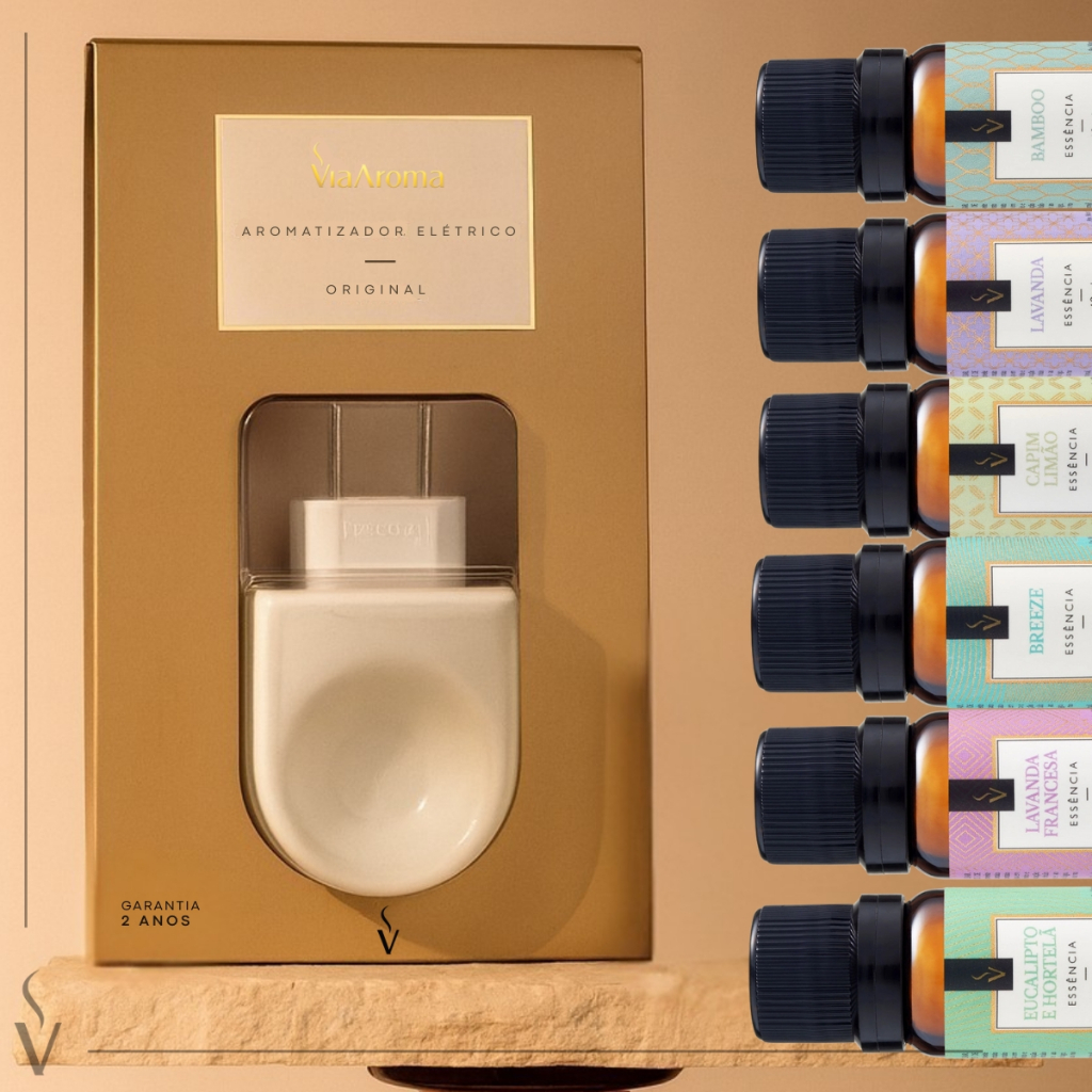 Imagem Kit Via Aroma: Aromatizador difusor Porcelana  +  Essência 10ml (Escolha a Fragrância)