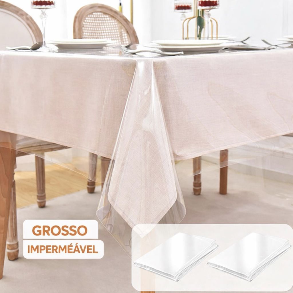 Toalha de Mesa Plástica PVC Ultra Grossa Transparente e Impermeável de 4 a 12 Lugares em Oferta na Shopee