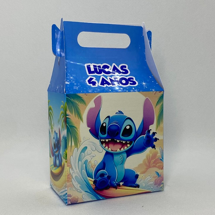 Caixinha Lilo Stitch Maletinha Personalizada com Nome Idade Lembrancinha Festa Infantil Aniversário