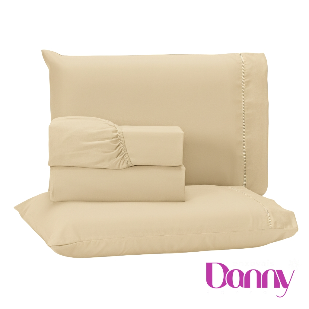 Jogo de Cama Lençol 4 Peças Ponto Palito 400 Fios Solteiro Casal Padrão Queen e King