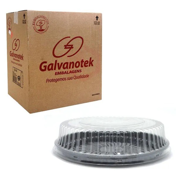 Embalagem para Torta e Doces tampa Média G 38 Alta base PRETA/BRANCA