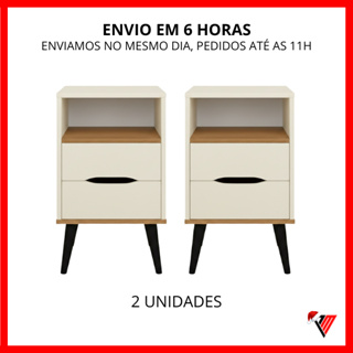Kit 2 Mesas de Cabeceira OLD com 2 Gavetas – Moderna e Retrô em Oferta na Shopee