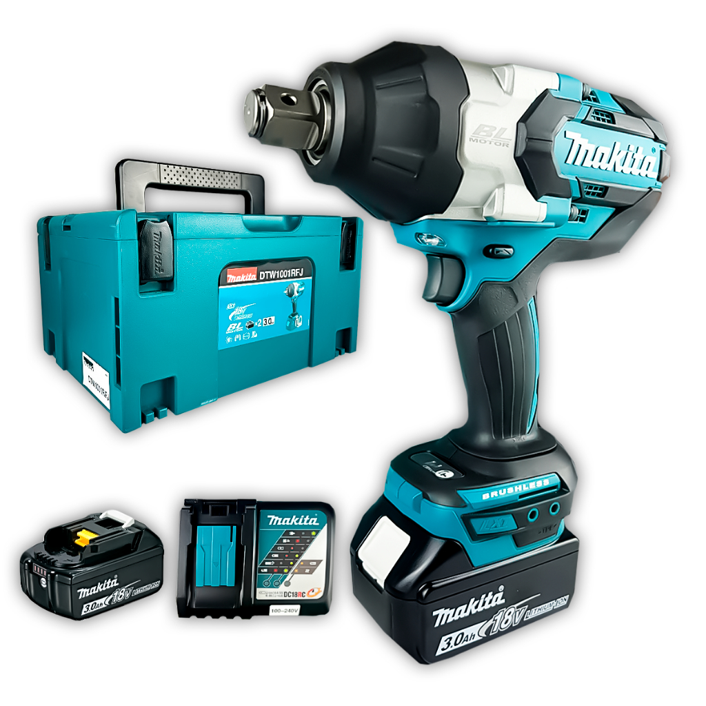 Chave Impacto Makita 18V 1250Nm 3/4" DTW1001RFJ 2 Baterias 5Ah Maleta Makpac