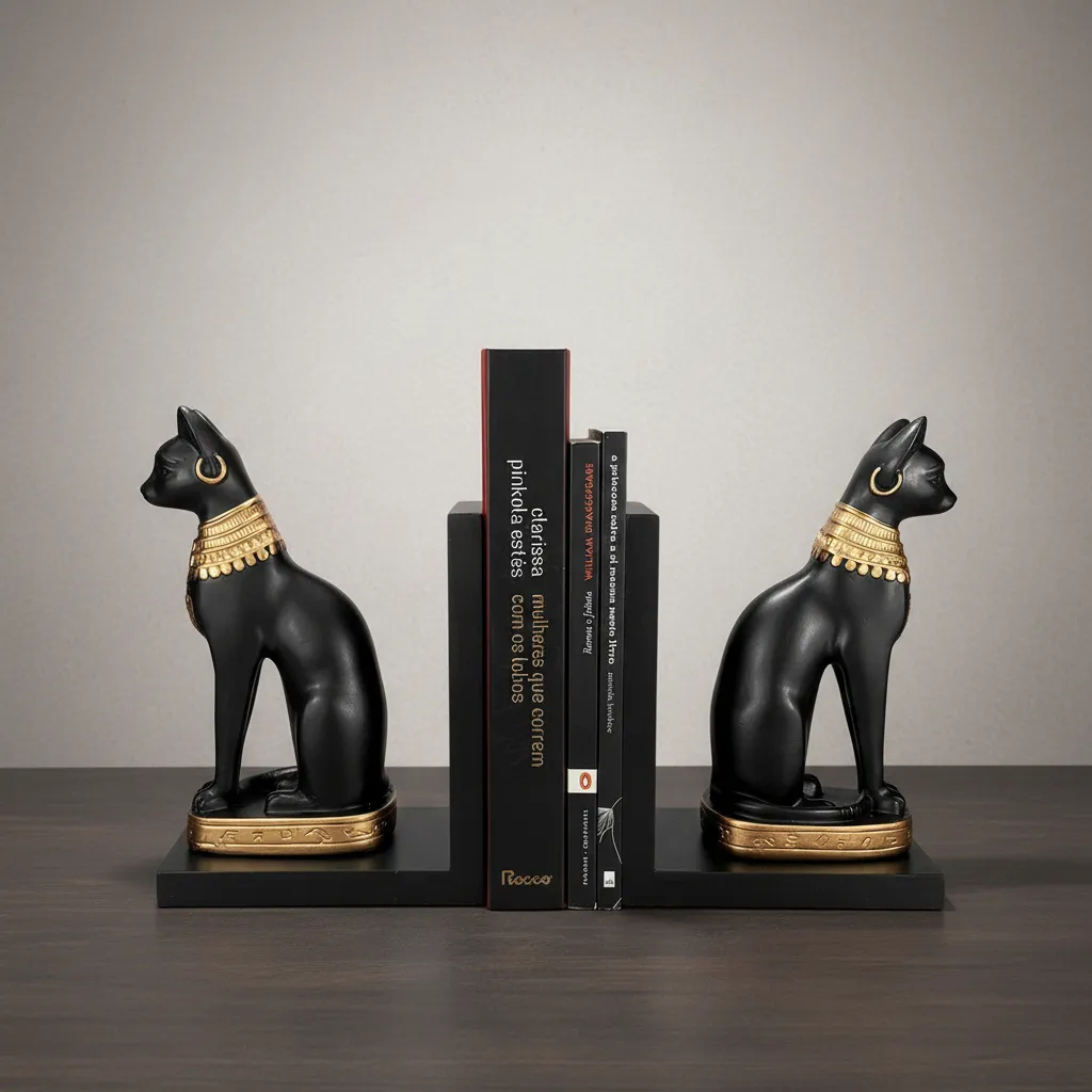 Aparador De Livros Gato Egípcio Preto - Porta Livro - Estatueta em Oferta na Shopee