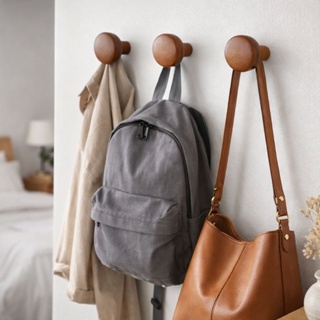 Kit 4 Ganchos Cabideiro Pendurador de Parede Redondo de Madeira Cor imbuia Linha Prime P em Oferta na Shopee
