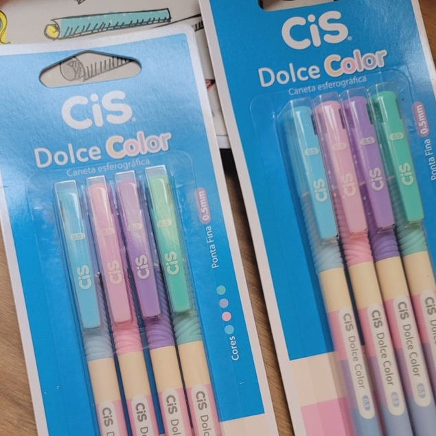 Caneta Dolce Color 0.5mm Kit com 4 Cores Cis / Papelaria / Caneta Colorida / Material Escolar