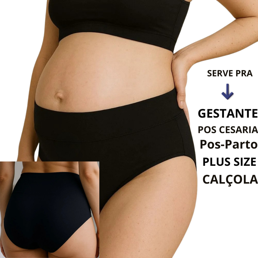 kit 5 calcinhas cós alto gestante gravida pós parto diversas cores