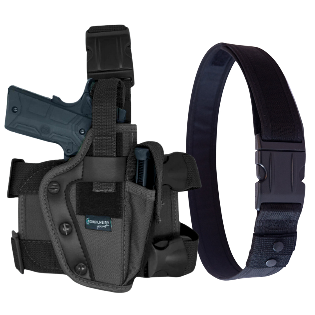 Coldre Destro (Lado Direito) Robocop Cintura/Perna - Preto + Cinto Tático N/A - Militar Táitco em Oferta na Shopee