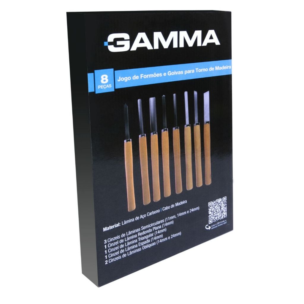 Jogo de Formões e Goivas para Torno Madeira 8 Peças