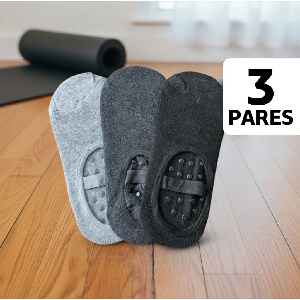 Imagem Meia Pilates Antiderrapante Sapatilha Feminina p/ Yoga Academia Hidroginástica Confortável Algodão Poliéster Elastano