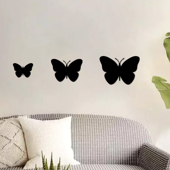 Aplique de Parede Borboletas em MDF 3mm 3 peças Decorativo em Oferta na Shopee