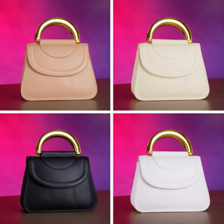 Bolsa Baú com duas Alças Douradas Estilosa Transversal Pequena Branca Julia em Oferta na Shopee