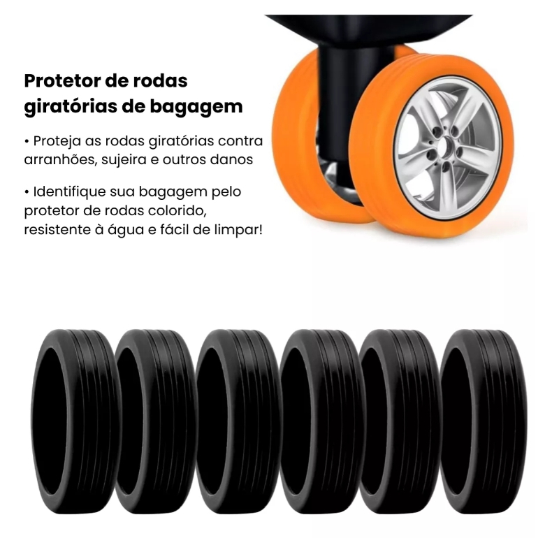 Capa Protetora Para 4 Rodinha 5cm De Mala Silicone Anti Ruído Protetor De Bagagem Resistente Fácil Identificar Cores