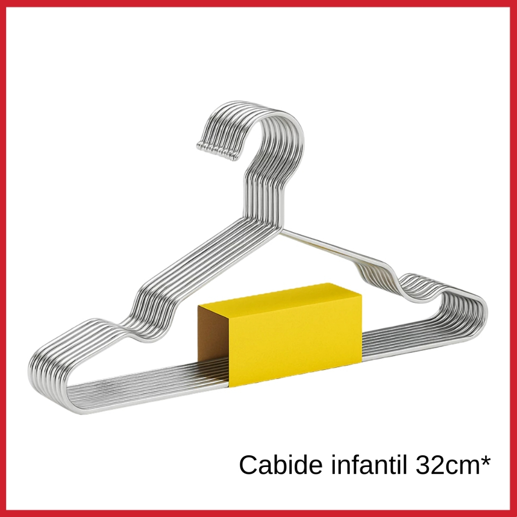 Cabides Infantil 32cm Metal Aço Cromado Cava Resistente Cabide Promoção em Oferta na Shopee