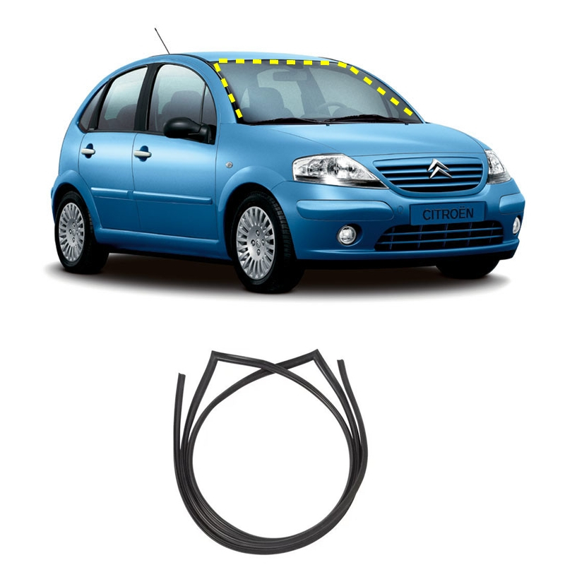 Borracha Vidro Parabrisa Superior e laterais Citroen C3 até 2012 Trave