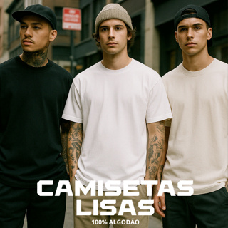 Camiseta Masculina Lisa 100% Algodão Premium Slim Básica Confortável Dia a Dia em Oferta na Shopee