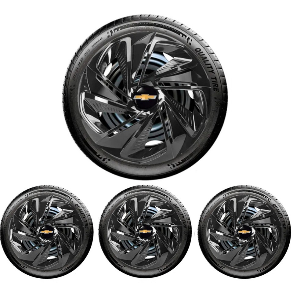 NOVO Jogo 4 Calota Esportiva Aro 13/14 Nitro Preto TODOS OS MODELOS DE CARRO