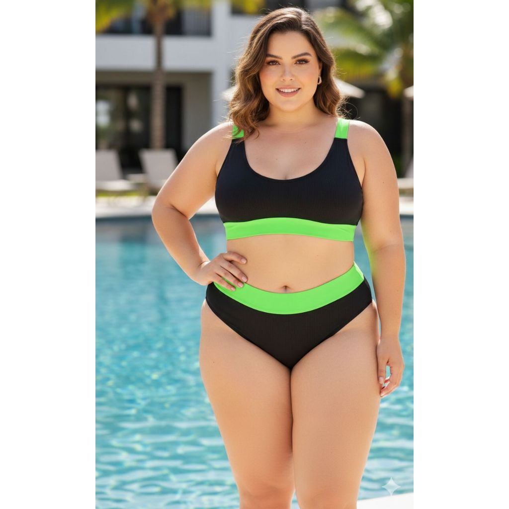conjunto Biquíni Hot Pants PLUS SIZE Feminino Cintura COM BOJO FORRADO MAIS VENDIDO MODA 2026  | Moda Blogueira