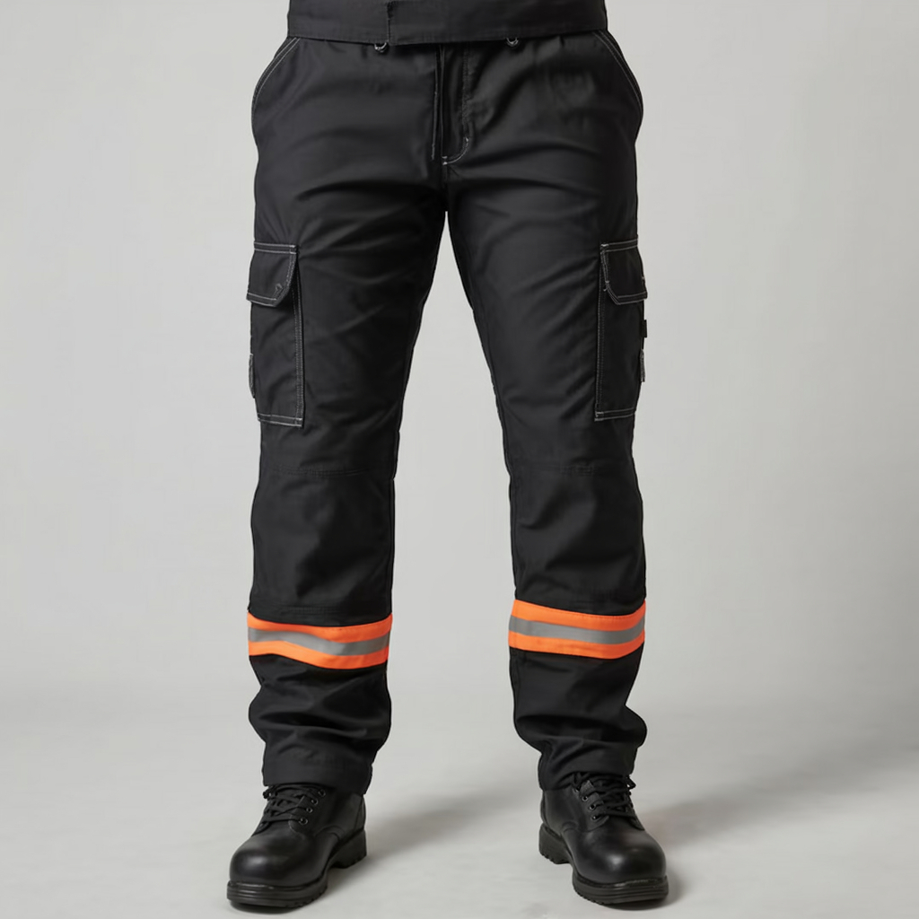 Calça Cargo Profissional com Faixa Refletiva Laranja