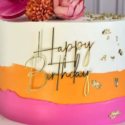 Kit com 08 Unidades de Aplique Happy Birthday Dourado para Bentô Cakes em Oferta na Shopee