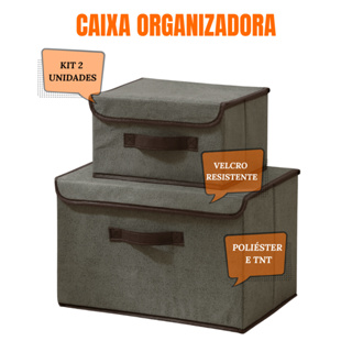 Kit 2 Caixas Organizadora Com Tampa e Alça Dobráveis para Guarda-Roupa em Oferta na Shopee