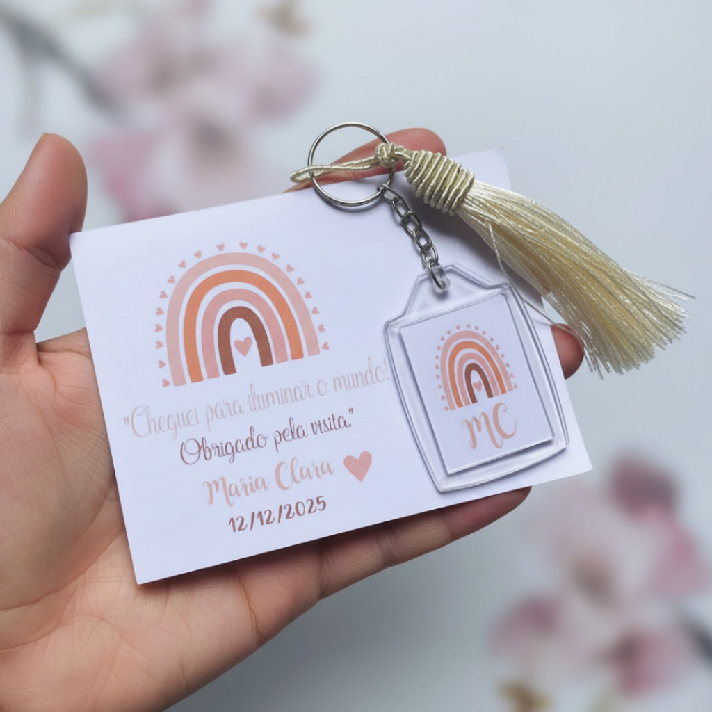 Mimo Maternidade Personalizado - Chaveiro Tassel com Card - Lembrancinha Nascimento